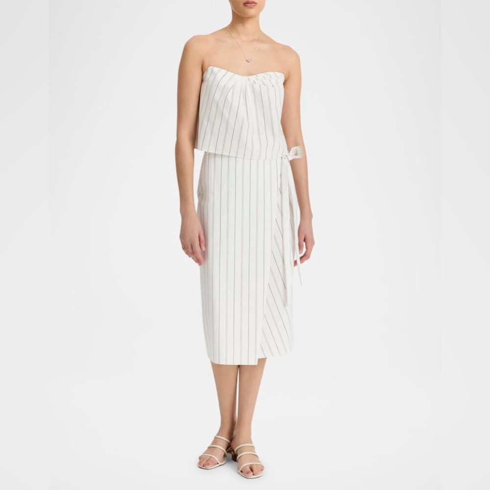 NWT Vince Seedling Stripe Wrap Skirt in Off White & Marigold 6